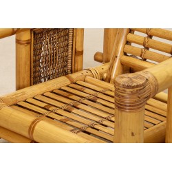 Paire d'Importants Fauteuils en Bambou et Coussins Pierre Frey