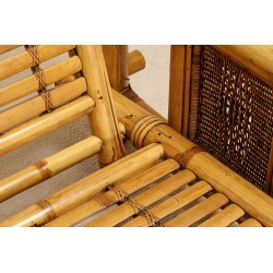 Paire Fauteuils Bambou Coussins Pierre Frey France 1970