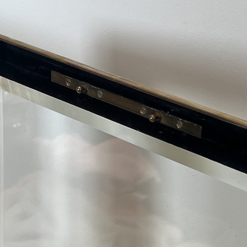 Napoleon III Jewelry Box in Black Lacquered Wood with Beveled Glass inlaid with Mother-of-Pearl and Brass Trim