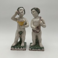 Statuettes Faïence Bruxelles XVIIIe | Allégories Saisons