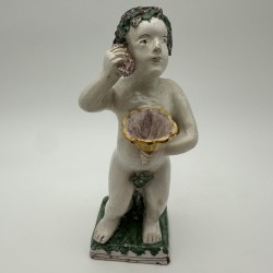 Pair of Brussels Faience Allegorical Figures of the Seasons, Late 18th - Early 19th Century.