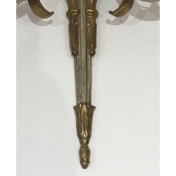 Paire d'Appliques de Style Louis XVI en Bronze et Patine Blanc Cassé