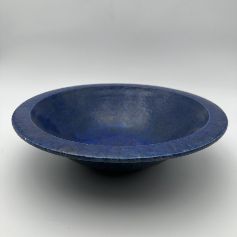 Coupe Céramique Bleue Brutaliste Années 1960 | Pièce Signée