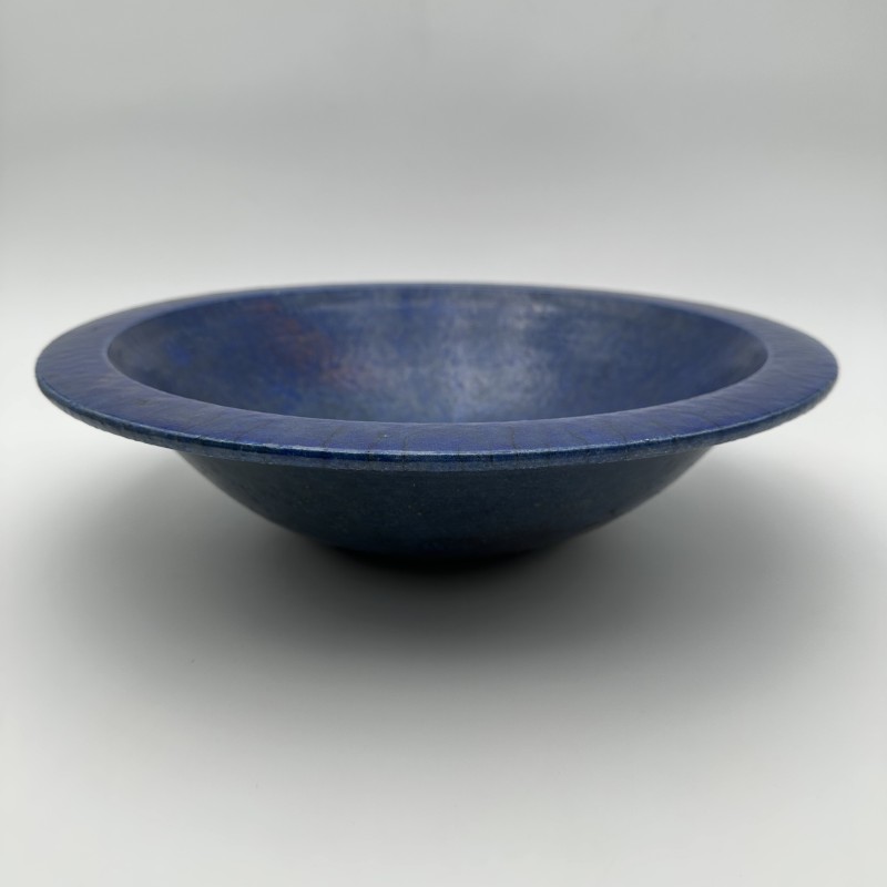 Brutalist Blue Ceramic Bowl 1960s | Signed Studio Pottery