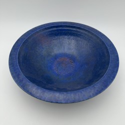 Brutalist Blue Ceramic Bowl 1960s | Signed Studio Pottery