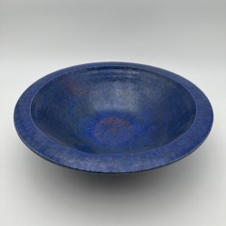 Brutalist Blue Ceramic Bowl 1960s | Signed Studio Pottery