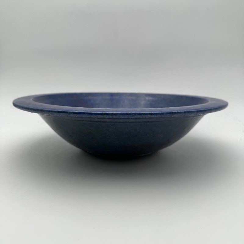 Brutalist Blue Ceramic Bowl 1960s | Signed Studio Pottery