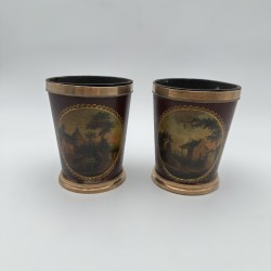 Antique Painted Tole Cache-Pots | 19th Century Planters