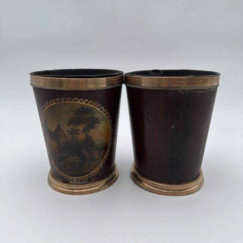 Antique Painted Tole Cache-Pots | 19th Century Planters