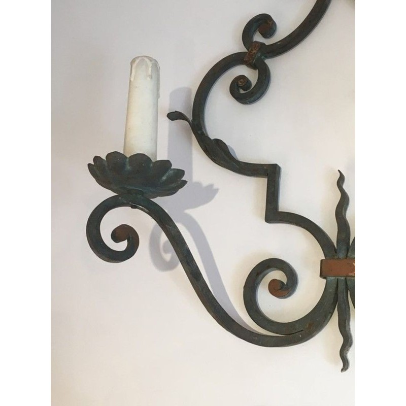 Pair of Large Decorative Wrought Iron Wall Sconces