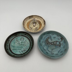 Set of 3 Vintage Ceramic Bowls 1950s | Mythological Decor
