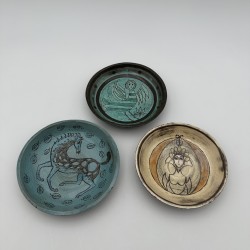 Set of 3 Vintage Ceramic Bowls 1950s | Mythological Decor