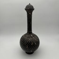 Large Ceremonial Bottle in Twisted Horn Veneer and Brass, 1980s