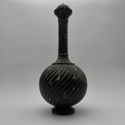 Large Ceremonial Bottle in Twisted Horn Veneer and Brass, 1980s