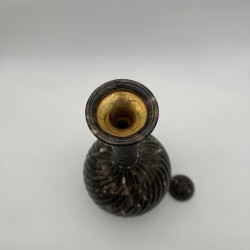 Large Ceremonial Bottle in Twisted Horn Veneer and Brass, 1980s