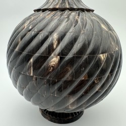 Large Ceremonial Bottle in Twisted Horn Veneer and Brass, 1980s