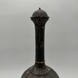 Large Ceremonial Bottle in Twisted Horn Veneer and Brass, 1980s