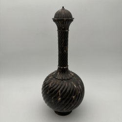 Large Ceremonial Bottle in Twisted Horn Veneer and Brass, 1980s