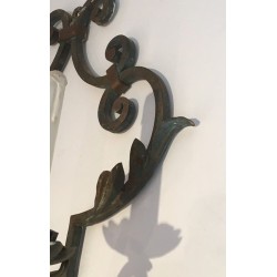 Paire d'Importantes Appliques Décoratives en Fer Forgé