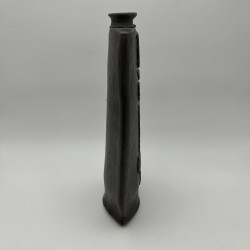 Large Brutalist Black Ceramic Vase | Signed 1970s Studio Pottery