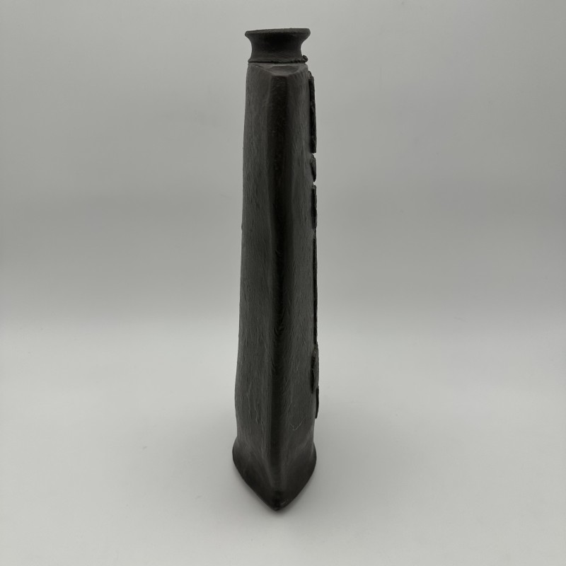 Large Brutalist Black Ceramic Vase | Signed 1970s Studio Pottery