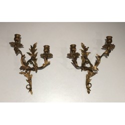 Paire d'Appliques en Bronze Doré de Style Louis XV