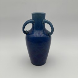 Art Deco Cobalt Blue Ceramic Vase | 1930s Antique Pottery