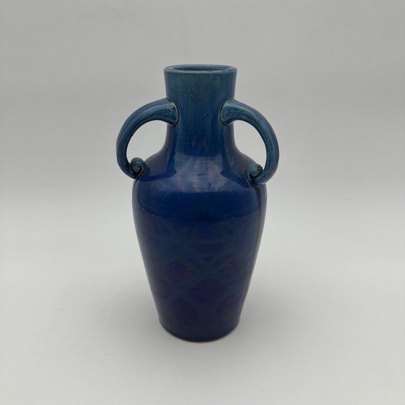 Art Deco Cobalt Blue Ceramic Vase | 1930s Antique Pottery