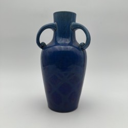 Art Deco Cobalt Blue Ceramic Vase | 1930s Antique Pottery
