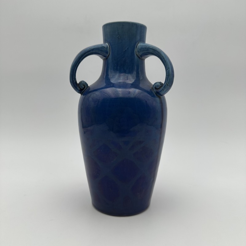 Art Deco Cobalt Blue Ceramic Vase | 1930s Antique Pottery