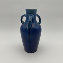 Art Deco Cobalt Blue Ceramic Vase | 1930s Antique Pottery