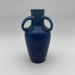 Art Deco Cobalt Blue Ceramic Vase | 1930s Antique Pottery