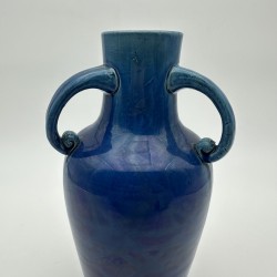 Art Deco Cobalt Blue Ceramic Vase | 1930s Antique Pottery