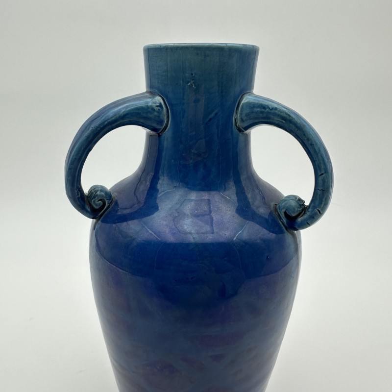 Art Deco Cobalt Blue Ceramic Vase | 1930s Antique Pottery