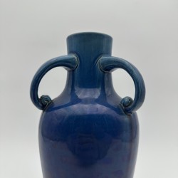 Art Deco Cobalt Blue Ceramic Vase | 1930s Antique Pottery
