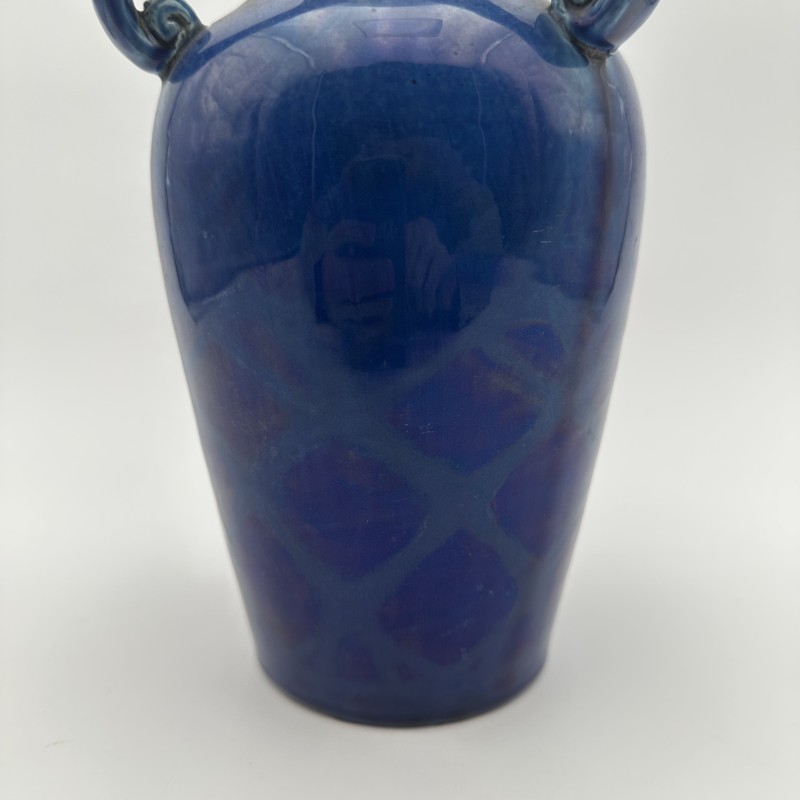 Art Deco Cobalt Blue Ceramic Vase | 1930s Antique Pottery