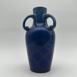 Art Deco Cobalt Blue Ceramic Vase | 1930s Antique Pottery