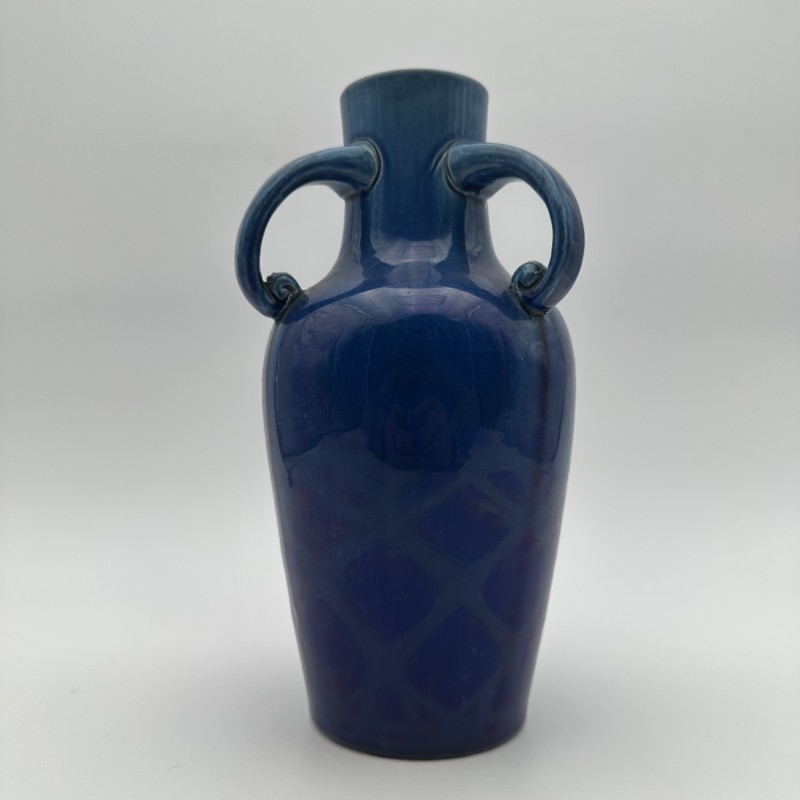 Art Deco Cobalt Blue Ceramic Vase | 1930s Antique Pottery