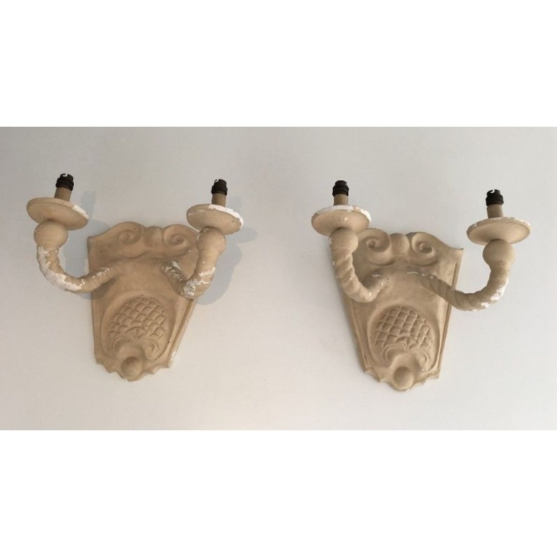 Paire d'Appliques en Plâtre