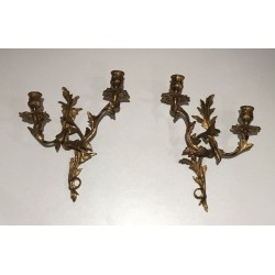 Pair of Louis the 15th style Gold Gilt Bronze Sconces