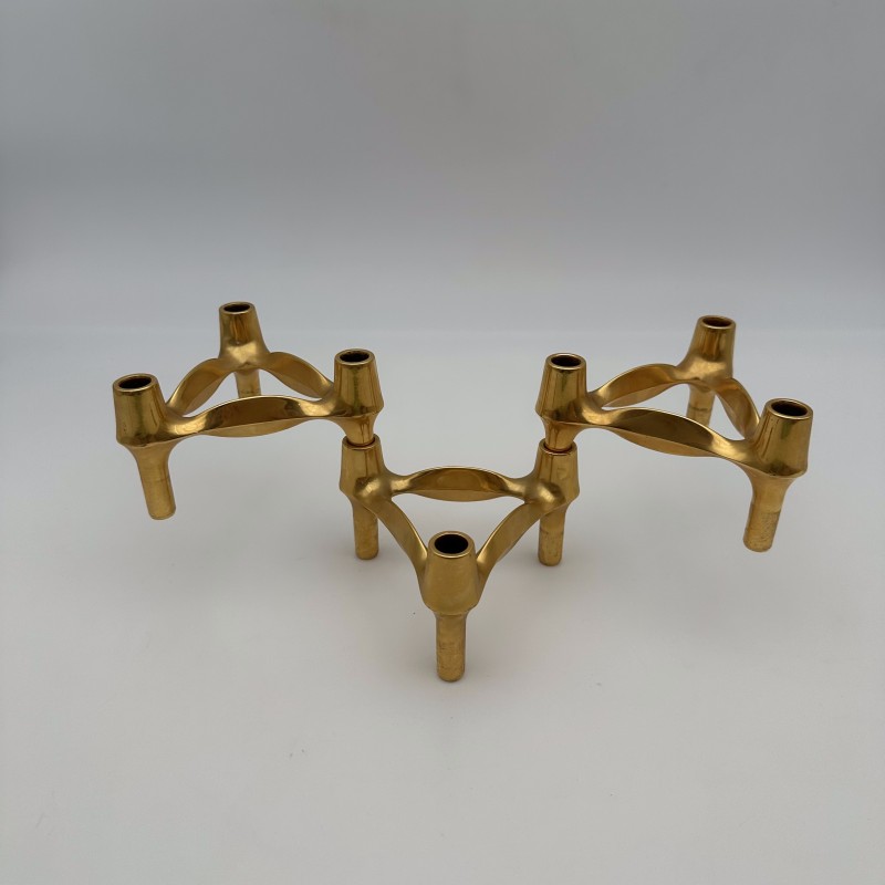 Bougeoirs Modulaires BMF Nagel Quist Dorés | Années 1970