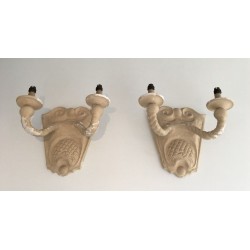 Paire d'Appliques en Plâtre