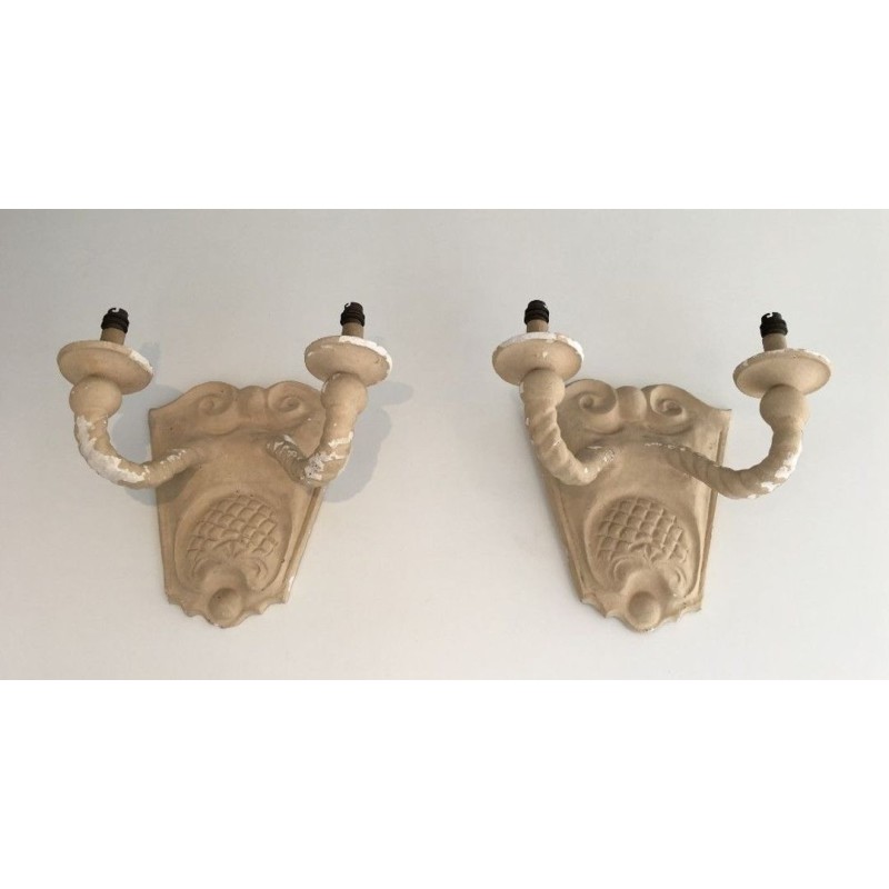 Paire d'Appliques en Plâtre