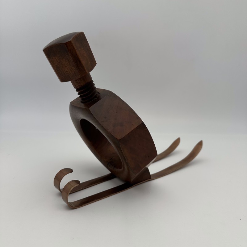 Porte-Bouteille Bois Vintage | Écrou sur Skis Années 1970