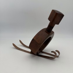 Vintage Wooden Bottle Holder | Nut on Skis 1970s Barware
