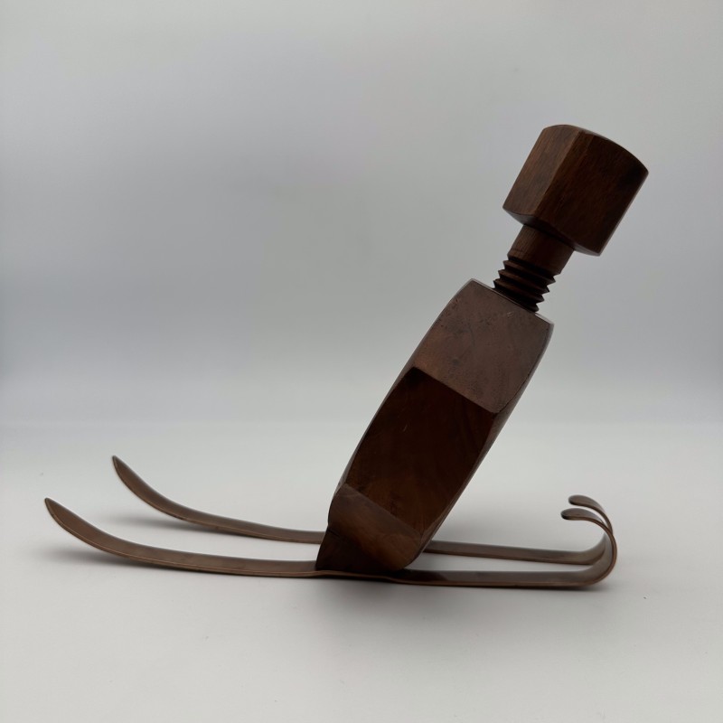 Porte-Bouteille Bois Vintage | Écrou sur Skis Années 1970