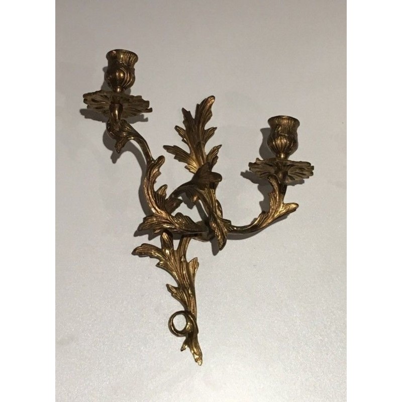 Pair of Louis the 15th style Gold Gilt Bronze Sconces
