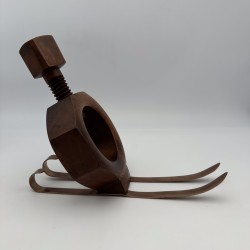 Porte-Bouteille Bois Vintage | Écrou sur Skis Années 1970