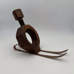 Porte-Bouteille Bois Vintage | Écrou sur Skis Années 1970