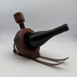 Porte-Bouteille Bois Vintage | Écrou sur Skis Années 1970
